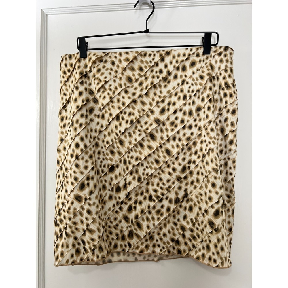 Ann Taylor Leopard Print Pleated Beige and Brown Skirt